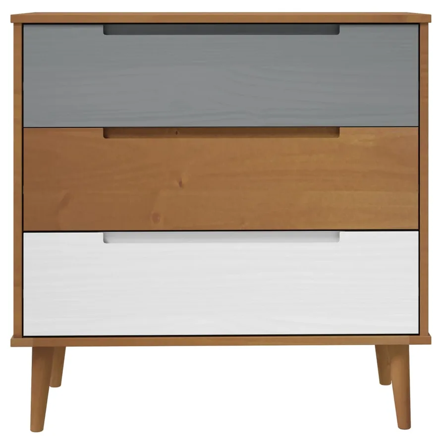 Commode MOLDE Marron 80x40x80 cm Bois de pin solide - 4