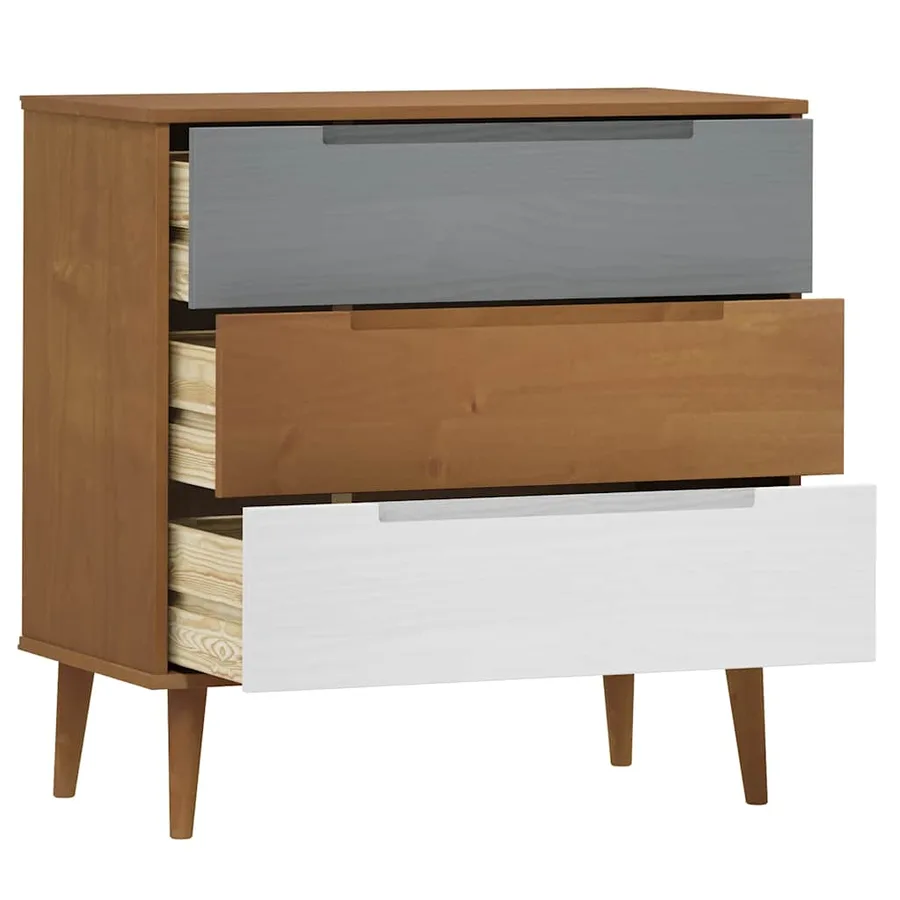 Commode MOLDE Marron 80x40x80 cm Bois de pin solide - 5