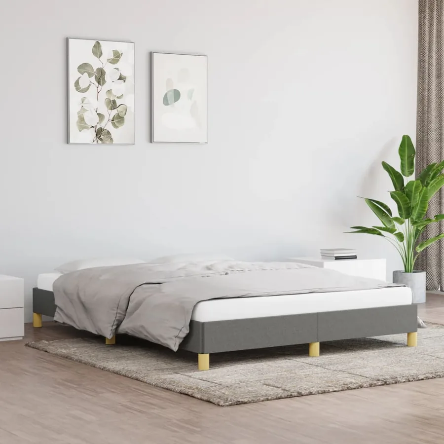 Cadre de lit sans matelas gris foncé 160x200 cm tissu