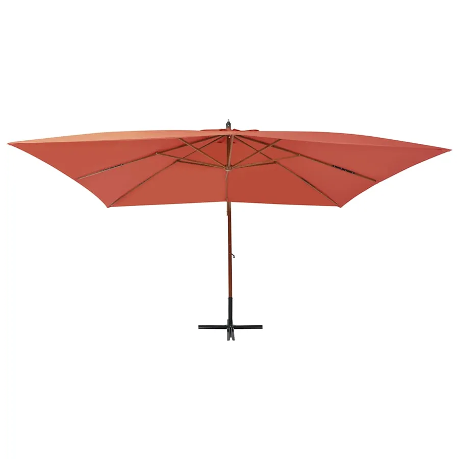 Parasol de jardin en porte-à-faux avec mât en bois terre cuite - 2
