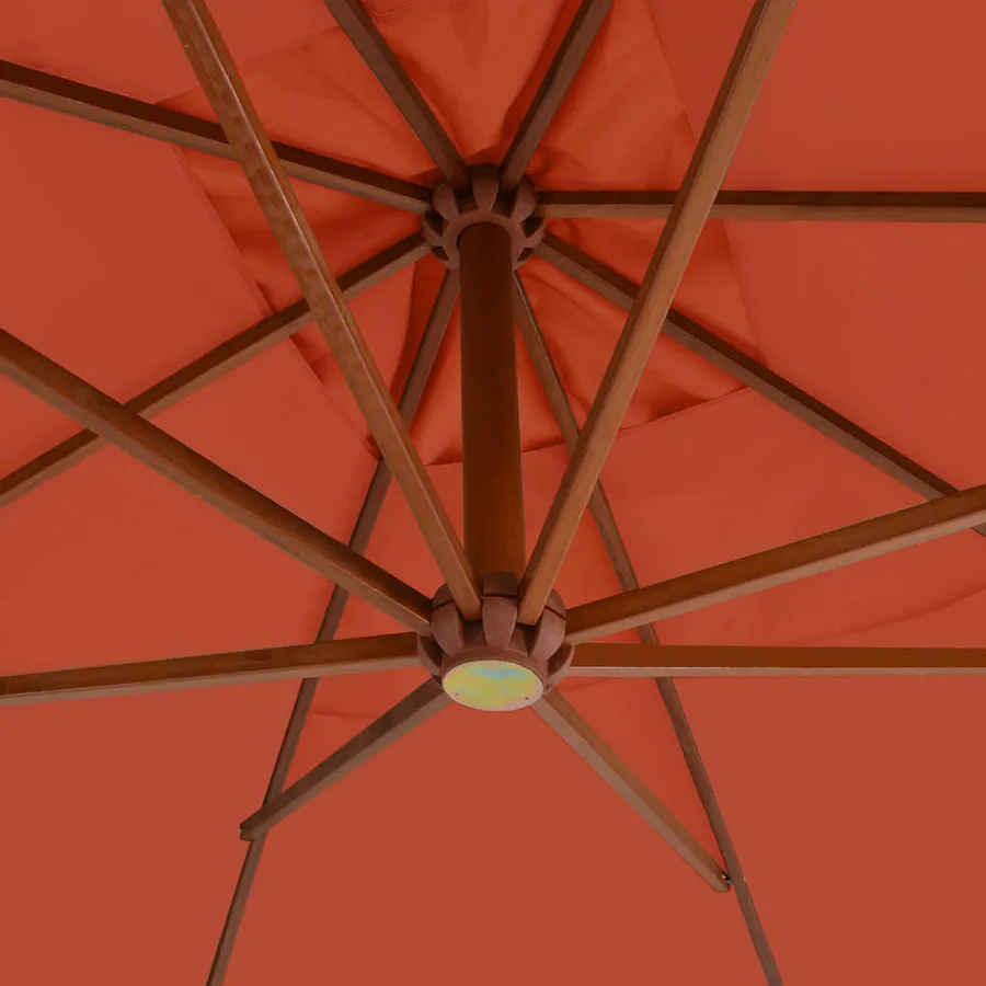 Parasol de jardin en porte-à-faux avec mât en bois terre cuite - 4