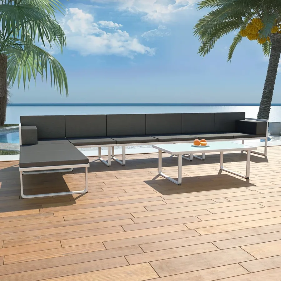 Salon de jardin 5 pcs Textilène Aluminium Noir