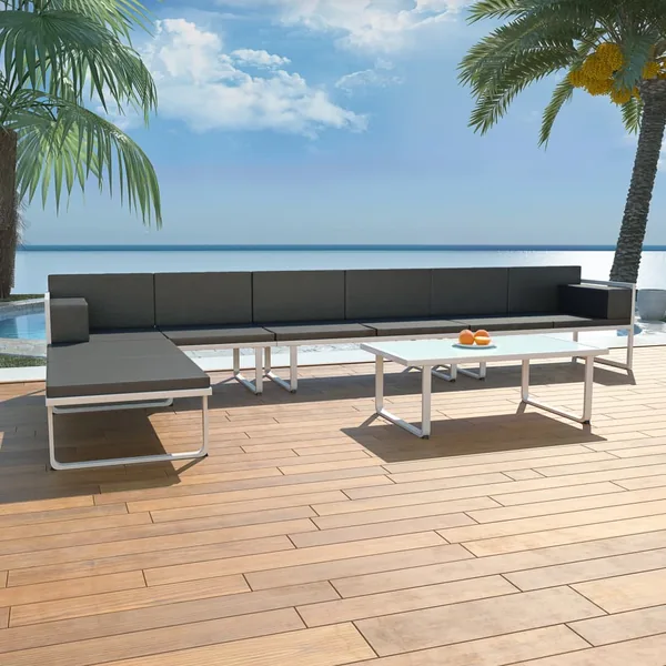 Salon de jardin 5 pcs Textilène Aluminium Noir