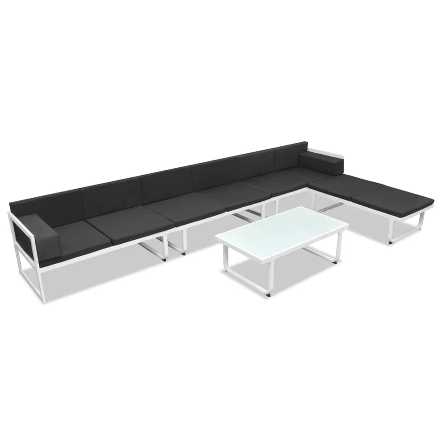 Salon de jardin 5 pcs Textilène Aluminium Noir - 2