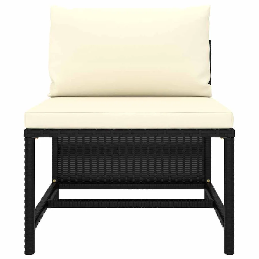 Salon de jardin 7 pcs avec coussins Résine tressée Noir - 14