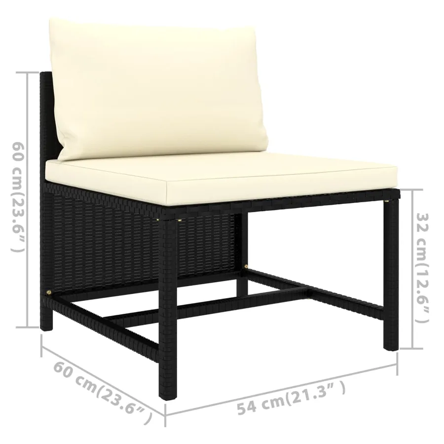 Salon de jardin 6 pcs avec coussins Résine tressée Noir - 11
