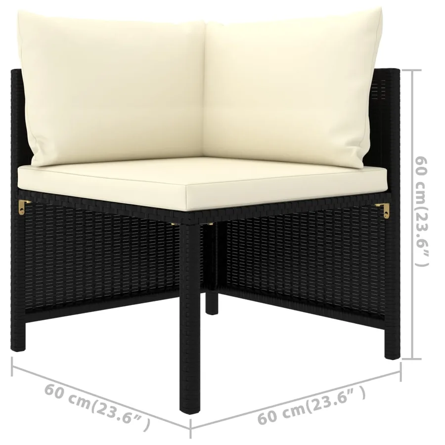 Salon de jardin 6 pcs avec coussins Résine tressée Noir - 12