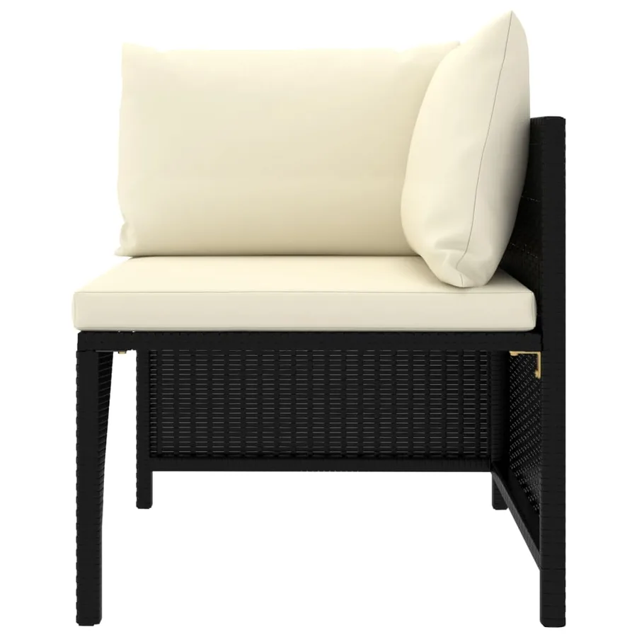 Salon de jardin 6 pcs avec coussins Résine tressée Noir - 13