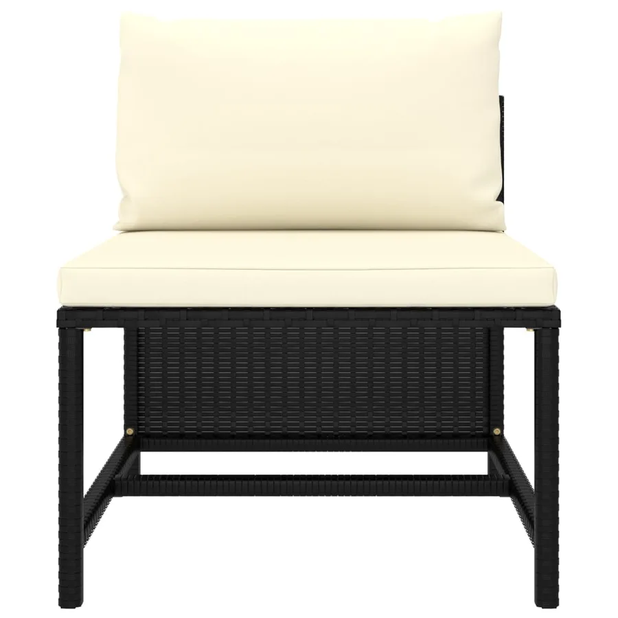 Salon de jardin 6 pcs avec coussins Résine tressée Noir - 16