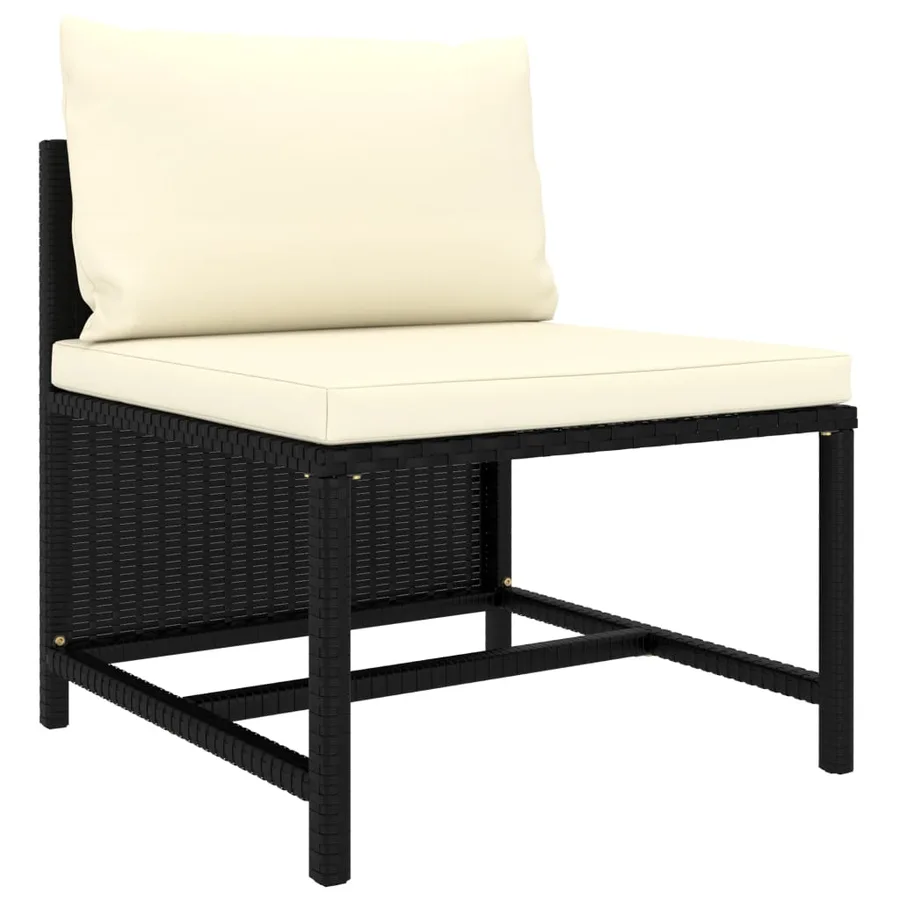 Salon de jardin 6 pcs avec coussins Résine tressée Noir - 6