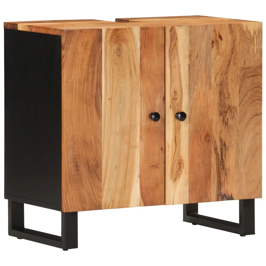 Meuble d'évier 62x33x58 cm bois d'acacia et d'ingénierie - 2