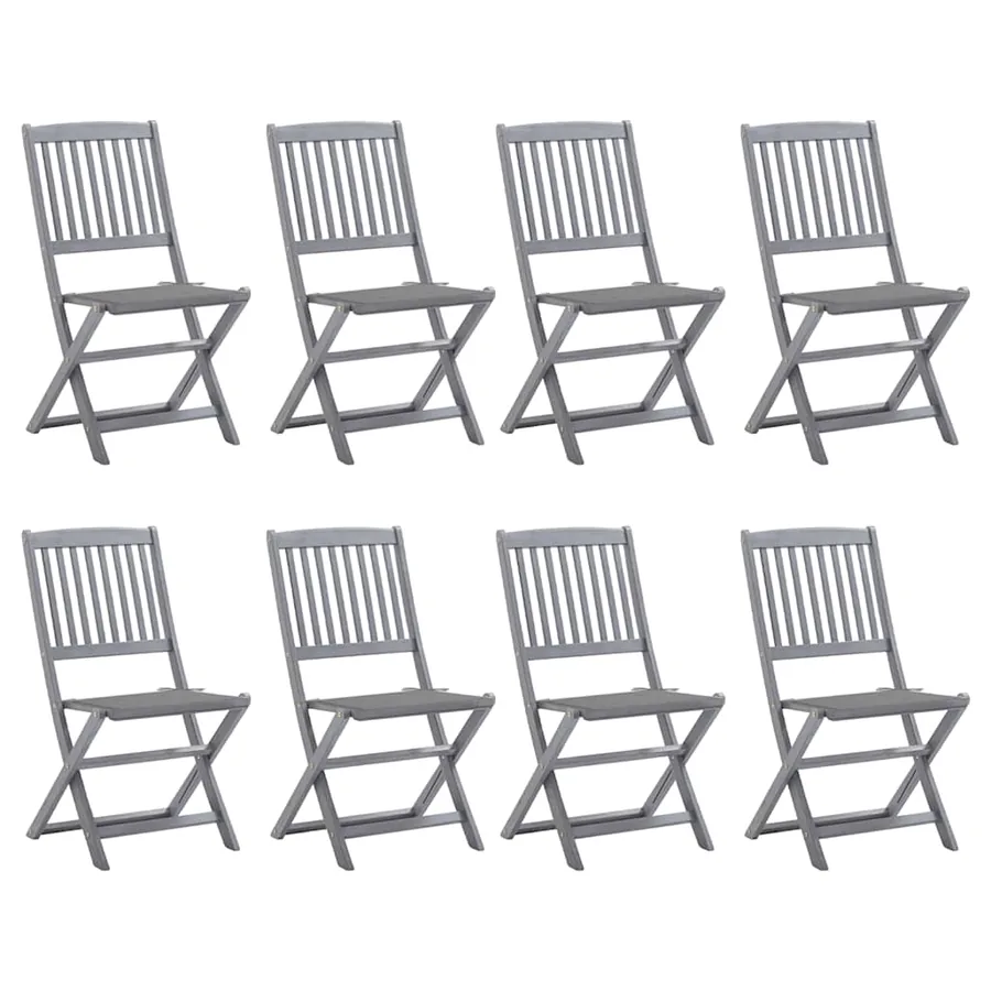 Chaises pliables d'extérieur lot de 8 et coussins Bois d'acacia