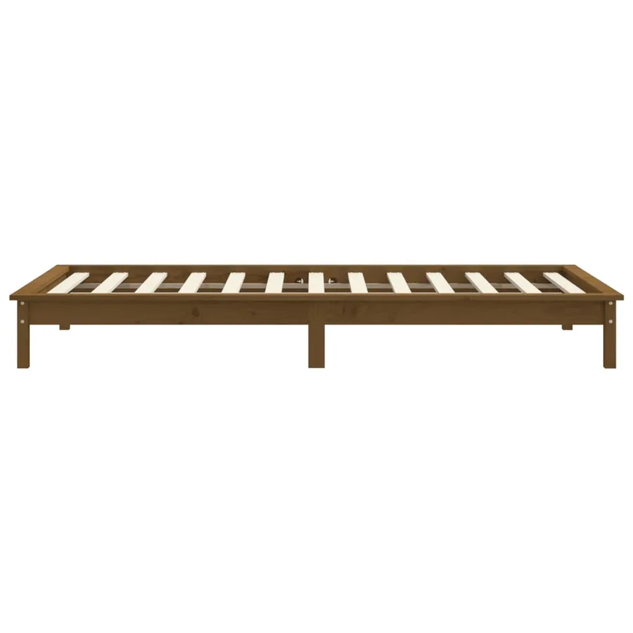 Cadre de lit sans matelas marron miel bois massif - 6