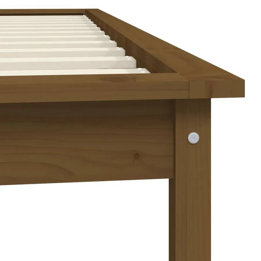 Cadre de lit sans matelas marron miel bois massif - 7