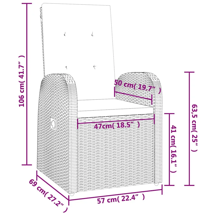 Ensemble à manger de jardin 5 pcs coussins gris résine tressée - 11