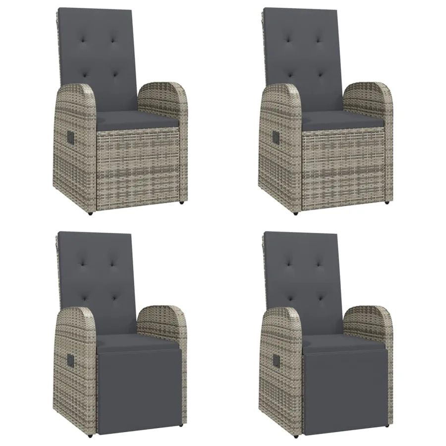 Ensemble à manger de jardin 5 pcs coussins gris résine tressée - 4