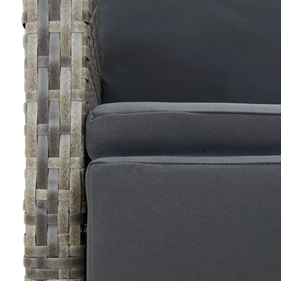 Ensemble à manger de jardin 5 pcs coussins gris résine tressée - 9