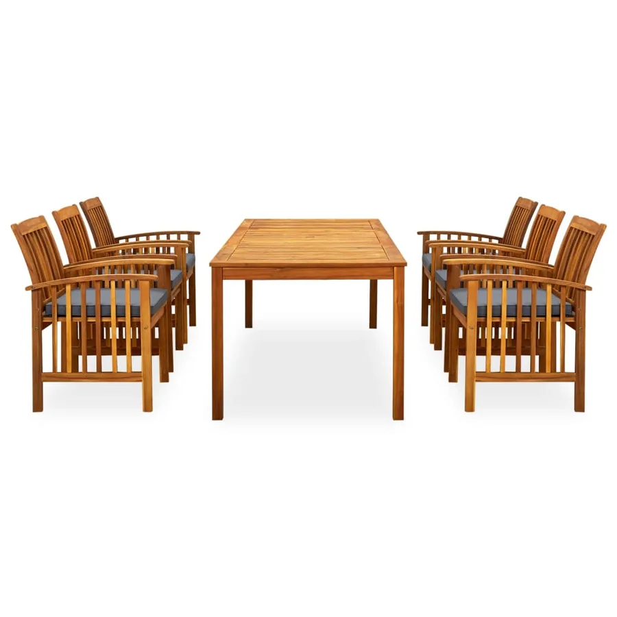 Ensemble à manger de jardin 7 pcs avec coussins Acacia solide - 2