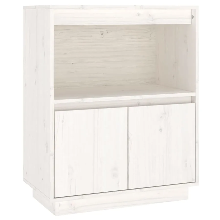 Buffet Blanc 60x34x75 cm Bois massif de pin - 2