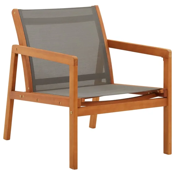 Chaise de jardin Gris Bois d'eucalyptus solide et textilène