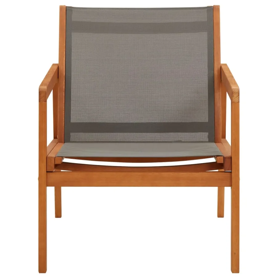 Chaise de jardin Gris Bois d'eucalyptus solide et textilène - 2