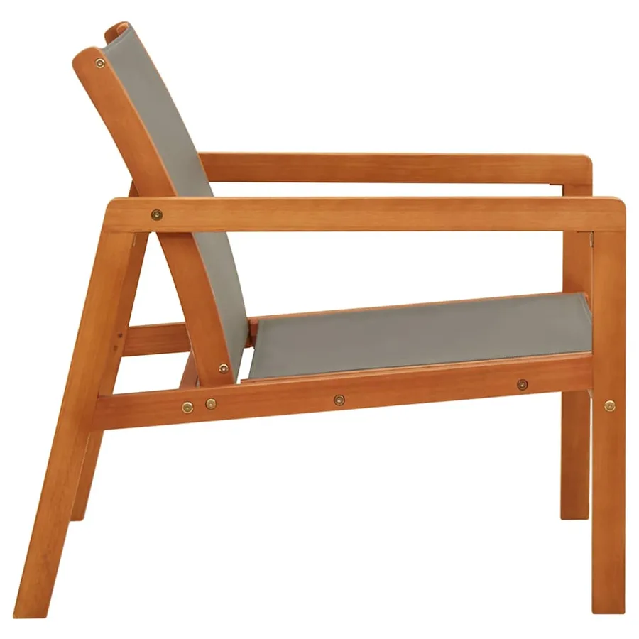 Chaise de jardin Gris Bois d'eucalyptus solide et textilène - 3