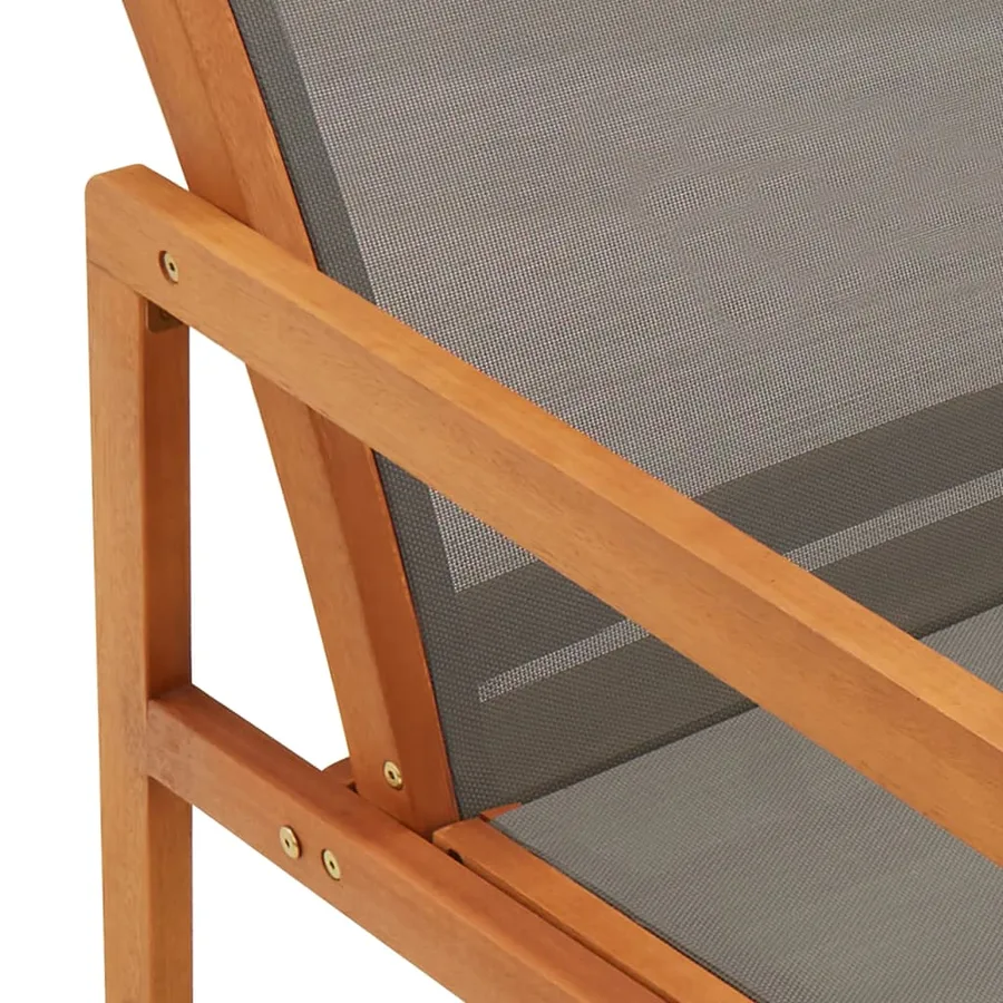Chaise de jardin Gris Bois d'eucalyptus solide et textilène - 5