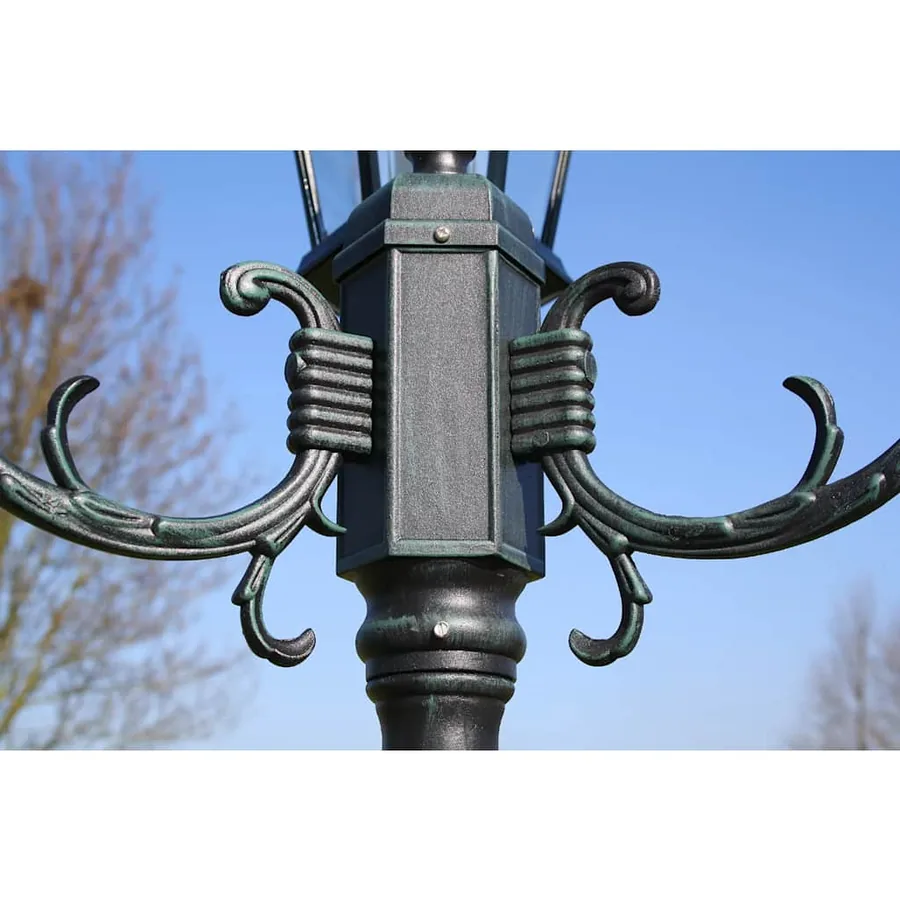 Lampadaire de jardin 3 bras 230 cm Vert foncé/Noir Aluminium - 4