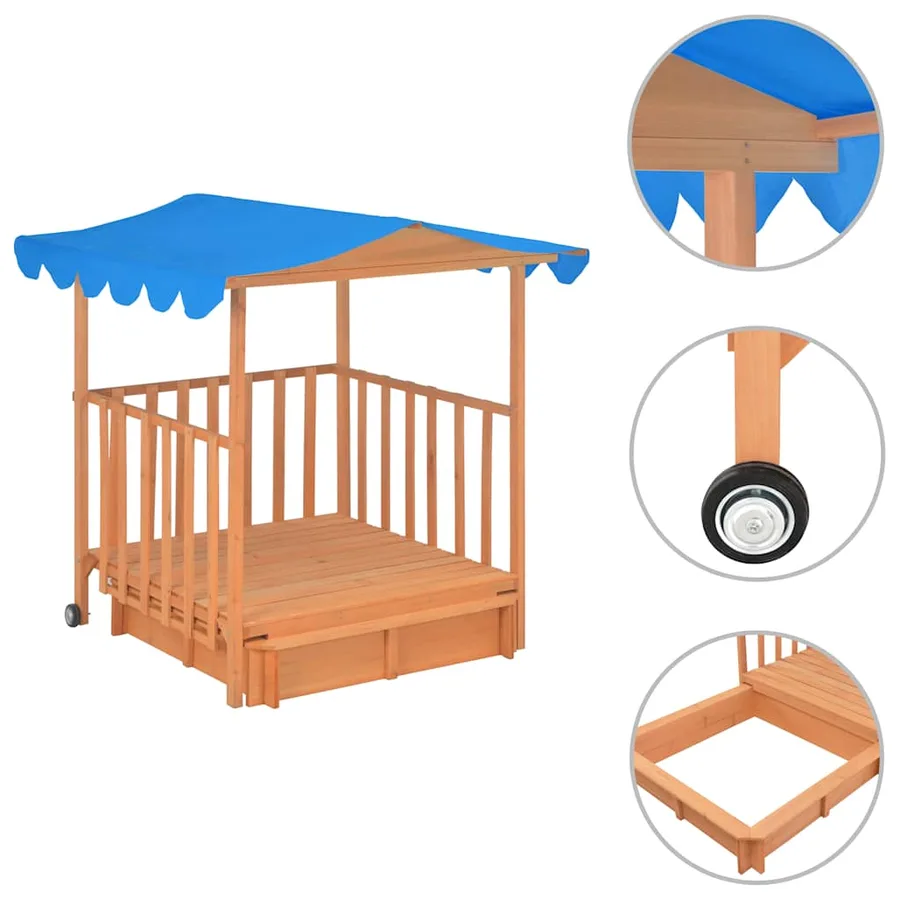 Maison de jeu d'enfants et bac à sable Bois de sapin Bleu UV50 - 2
