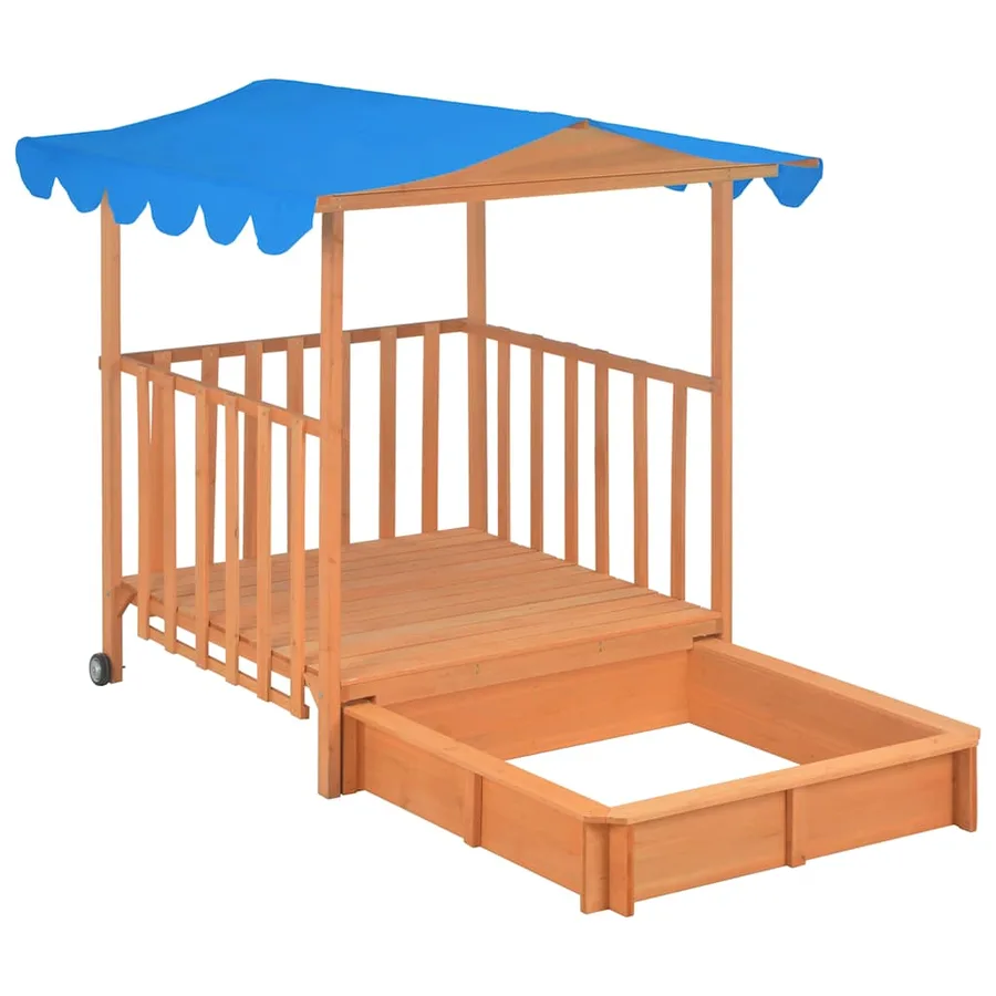 Maison de jeu d'enfants et bac à sable Bois de sapin Bleu UV50 - 5