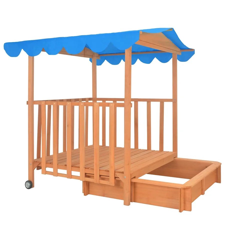 Maison de jeu d'enfants et bac à sable Bois de sapin Bleu UV50 - 6