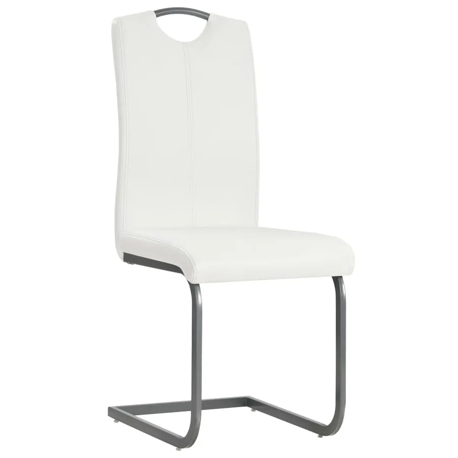 Chaises à manger cantilever lot de 4 blanc similicuir - 2