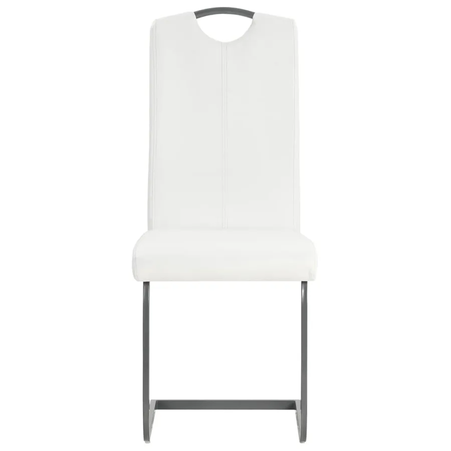 Chaises à manger cantilever lot de 4 blanc similicuir - 3