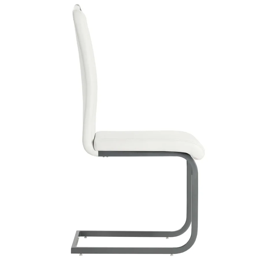 Chaises à manger cantilever lot de 4 blanc similicuir - 4