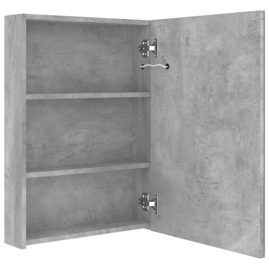 Armoire de salle de bain à miroir LED gris béton 50x13x70 cm - 5