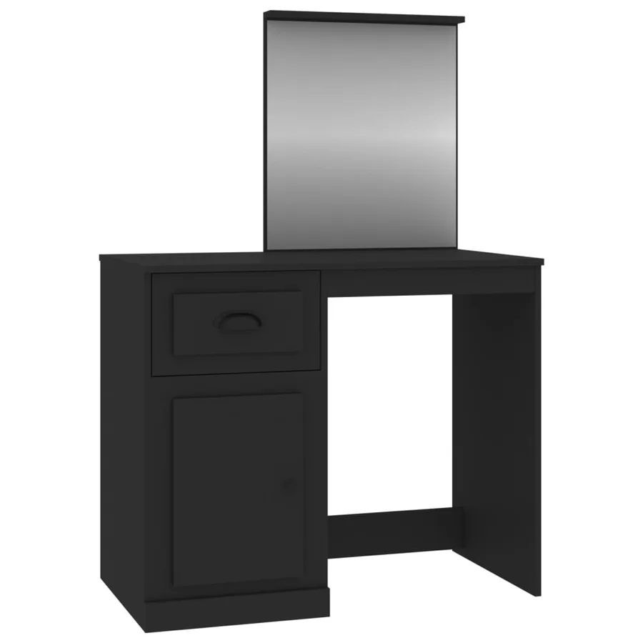 Coiffeuse avec miroir noir 90x50x132,5 cm bois d'ingénierie - 2