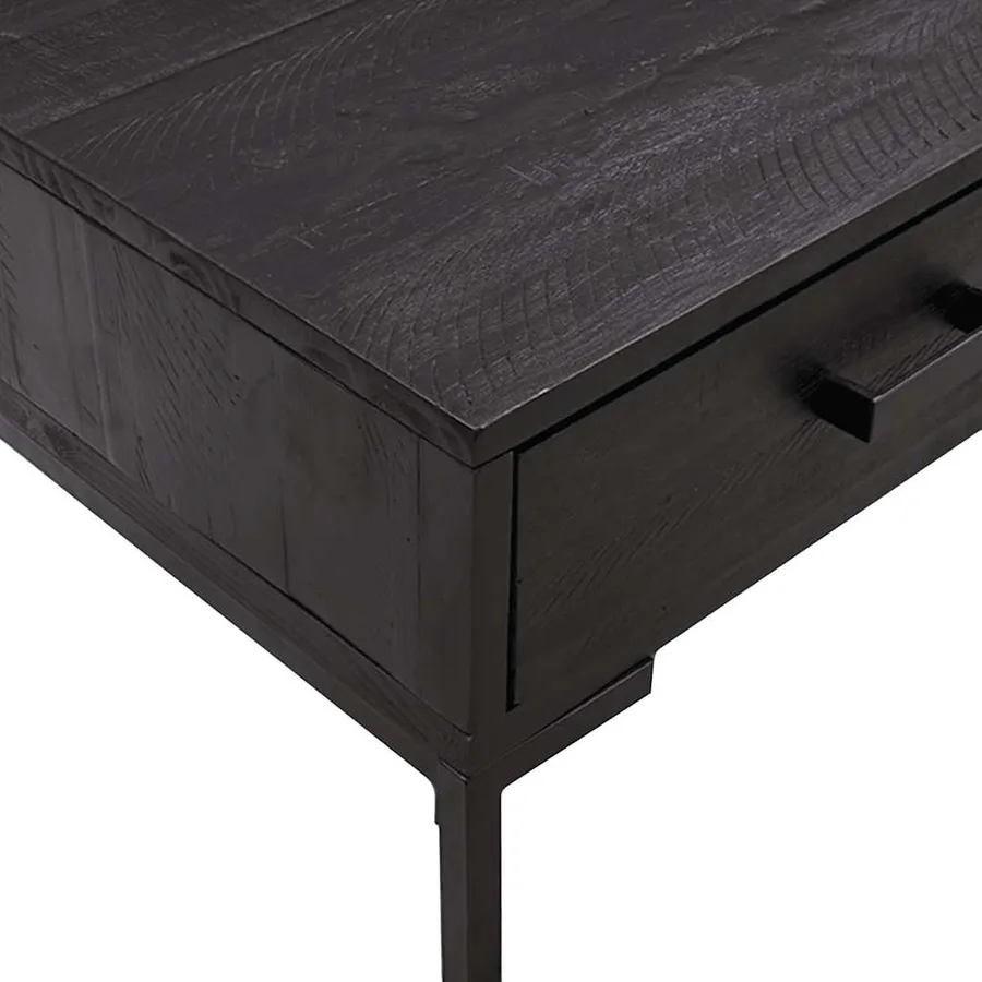 Table basse Noir 90x50x35 cm Bois de pin massif - 6