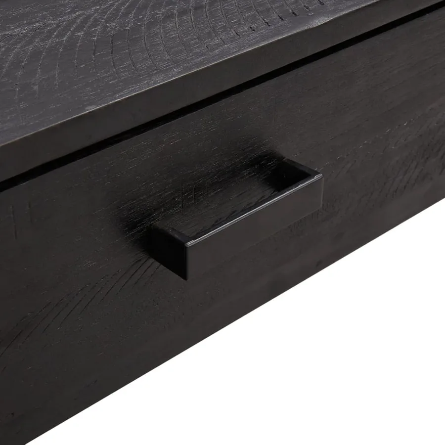 Table basse Noir 90x50x35 cm Bois de pin massif - 7