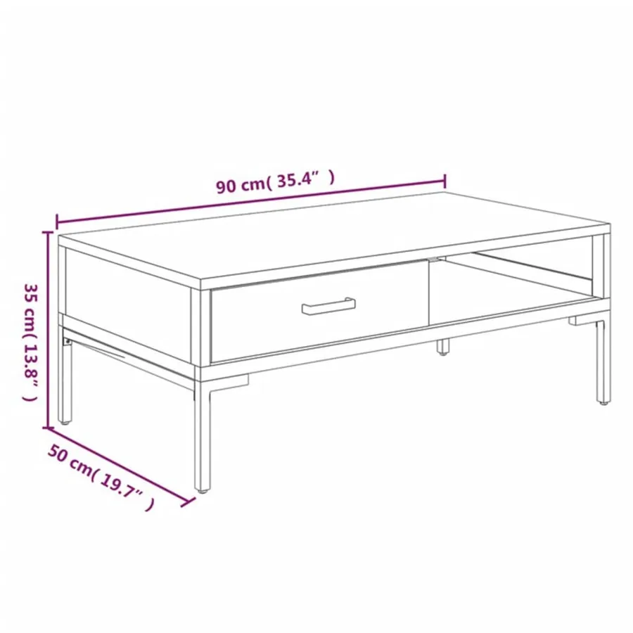 Table basse Noir 90x50x35 cm Bois de pin massif - 9