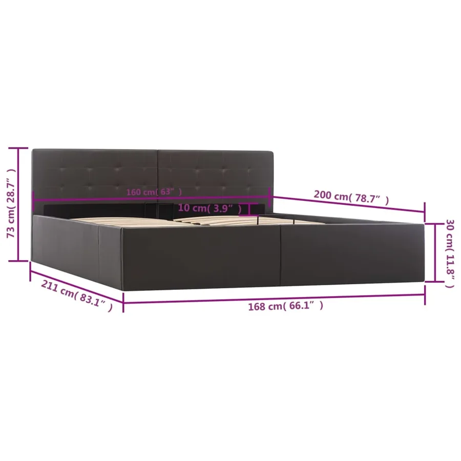 Cadre de lit à rangement hydraulique Gris Similicuir 160x200 cm - 10