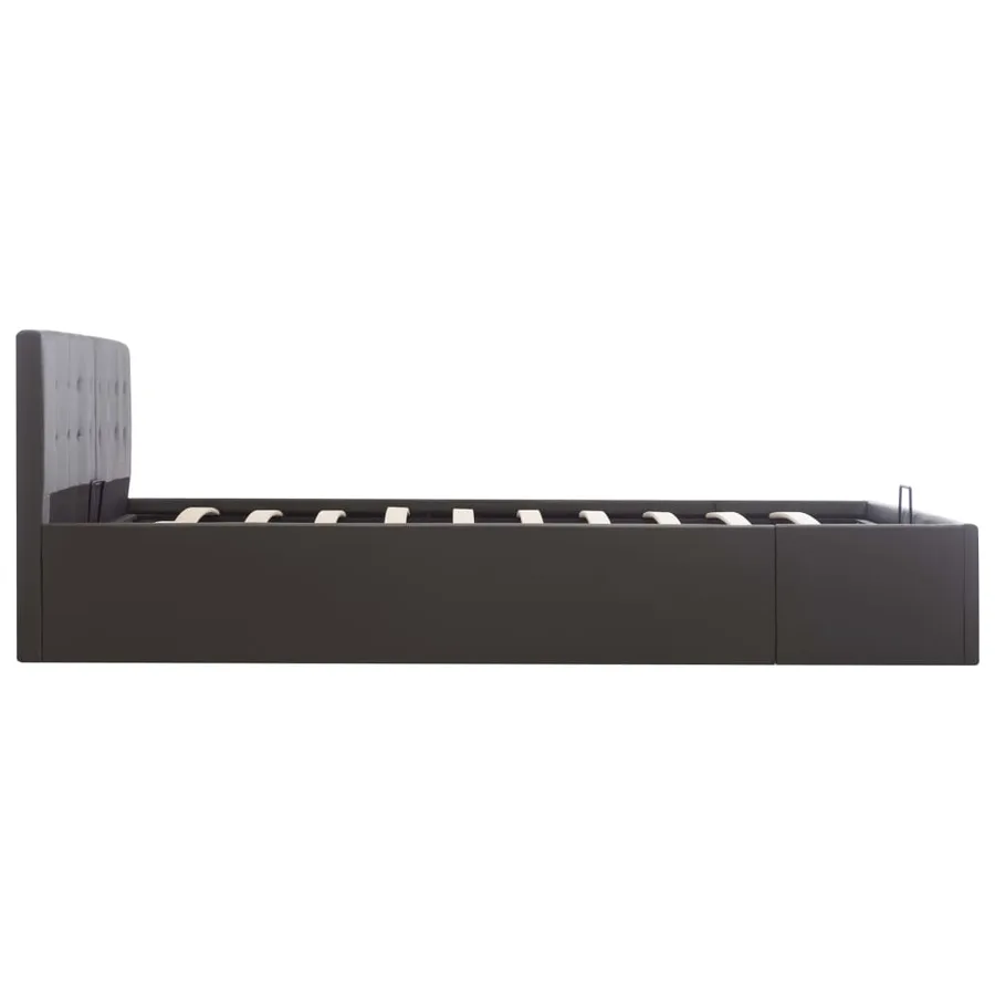 Cadre de lit à rangement hydraulique Gris Similicuir 160x200 cm - 5