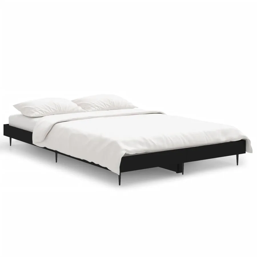 Cadre de lit sans matelas noir 120x190 cm bois d'ingénierie - 2