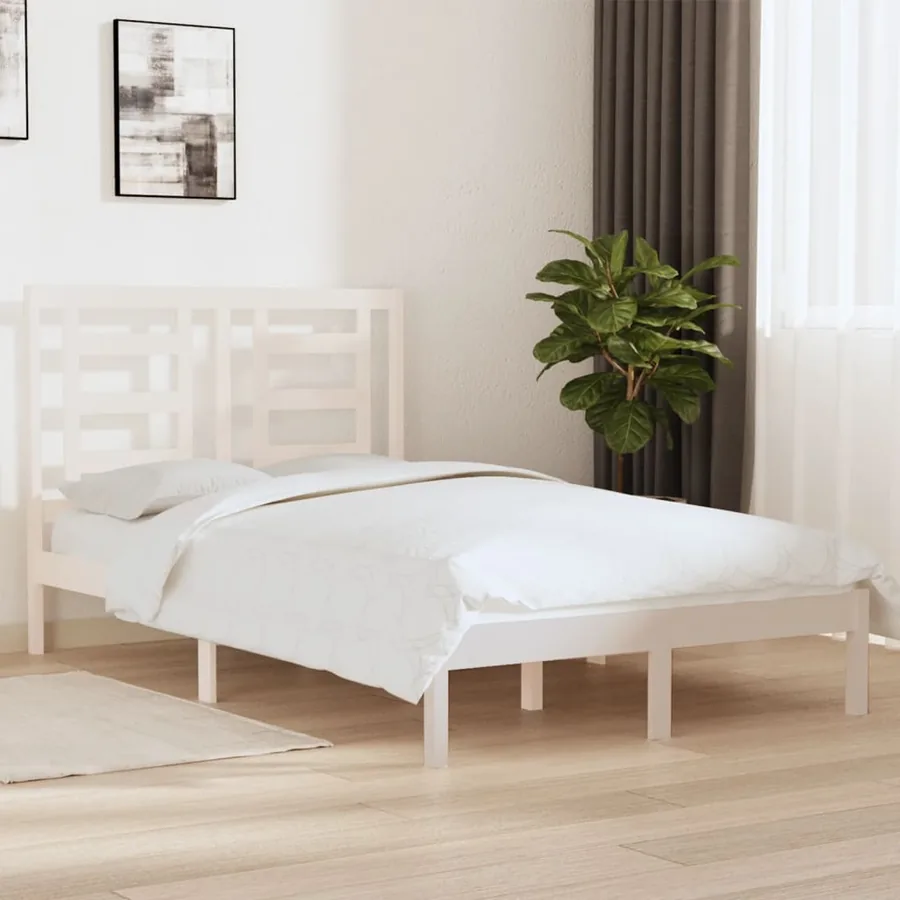 Cadre de lit sans matelas blanc 120x190 cm bois massif