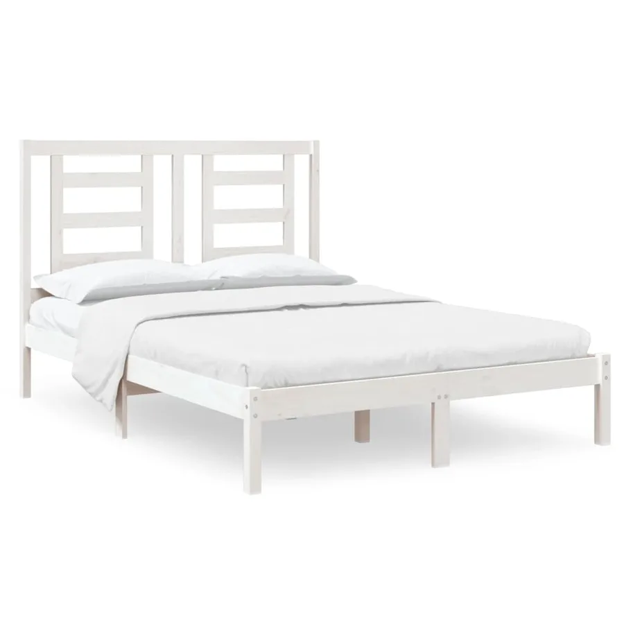 Cadre de lit sans matelas blanc 120x190 cm bois massif - 2