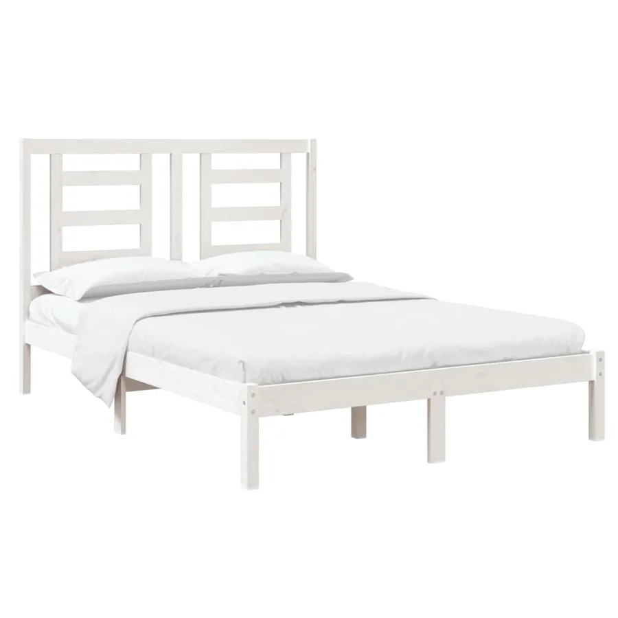 Cadre de lit sans matelas blanc 120x190 cm bois massif - 3
