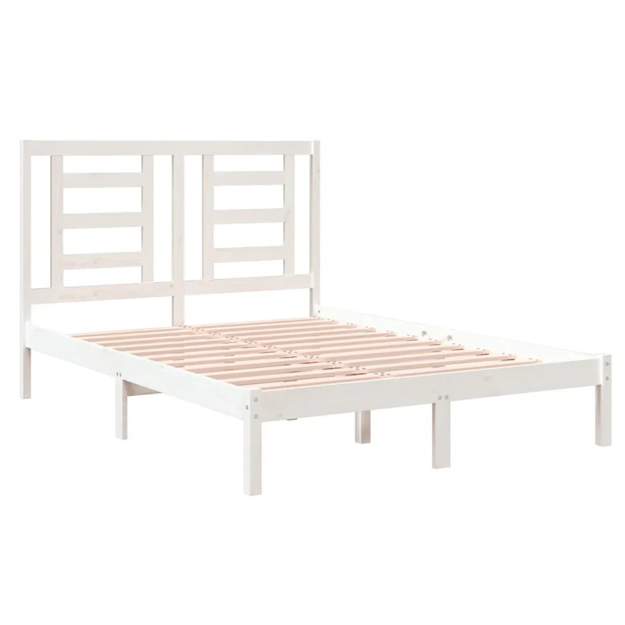 Cadre de lit sans matelas blanc 120x190 cm bois massif - 4
