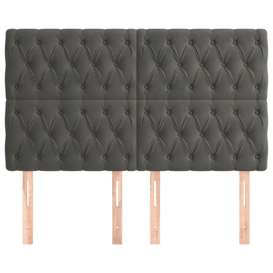 Tête de lit Gris foncé 144 x 7 x 118/128 cm Velours - 3
