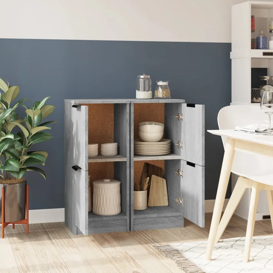 Buffets 2 pcs Sonoma gris 30x30x70 cm Bois d'ingénierie - 3