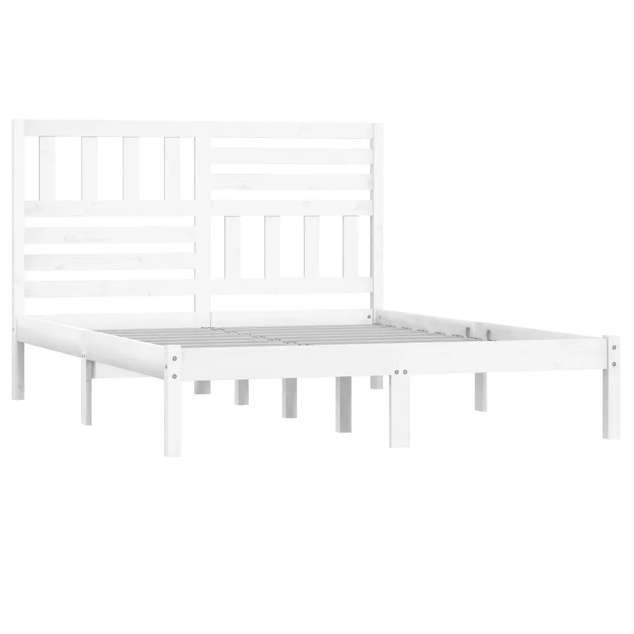 Cadre de lit sans matelas blanc 120x190 cm bois de pin massif - 3