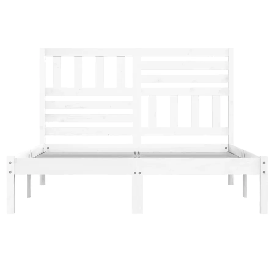 Cadre de lit sans matelas blanc 120x190 cm bois de pin massif - 4